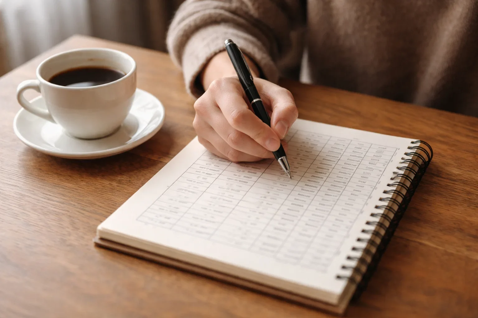 Persona tomando notas en un cuaderno con bolígrafo