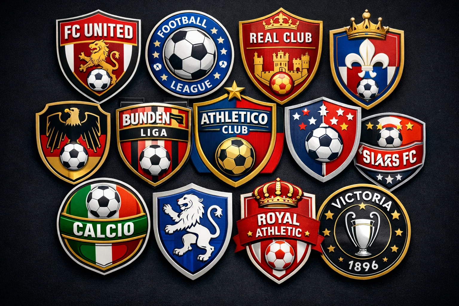 Escudos de clubes de diferentes ligas europeas de fútbol