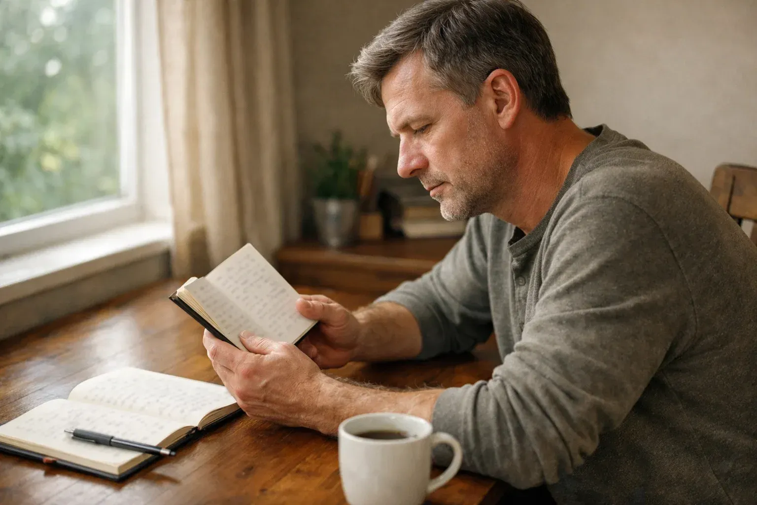 Persona revisando notas y estadísticas deportivas en escritorio con libreta